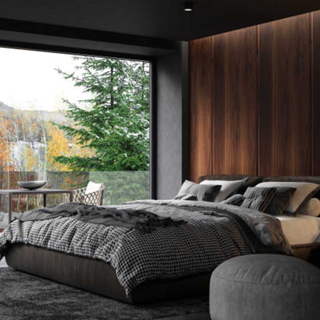 Recámara matrimonial estilo escandinavo