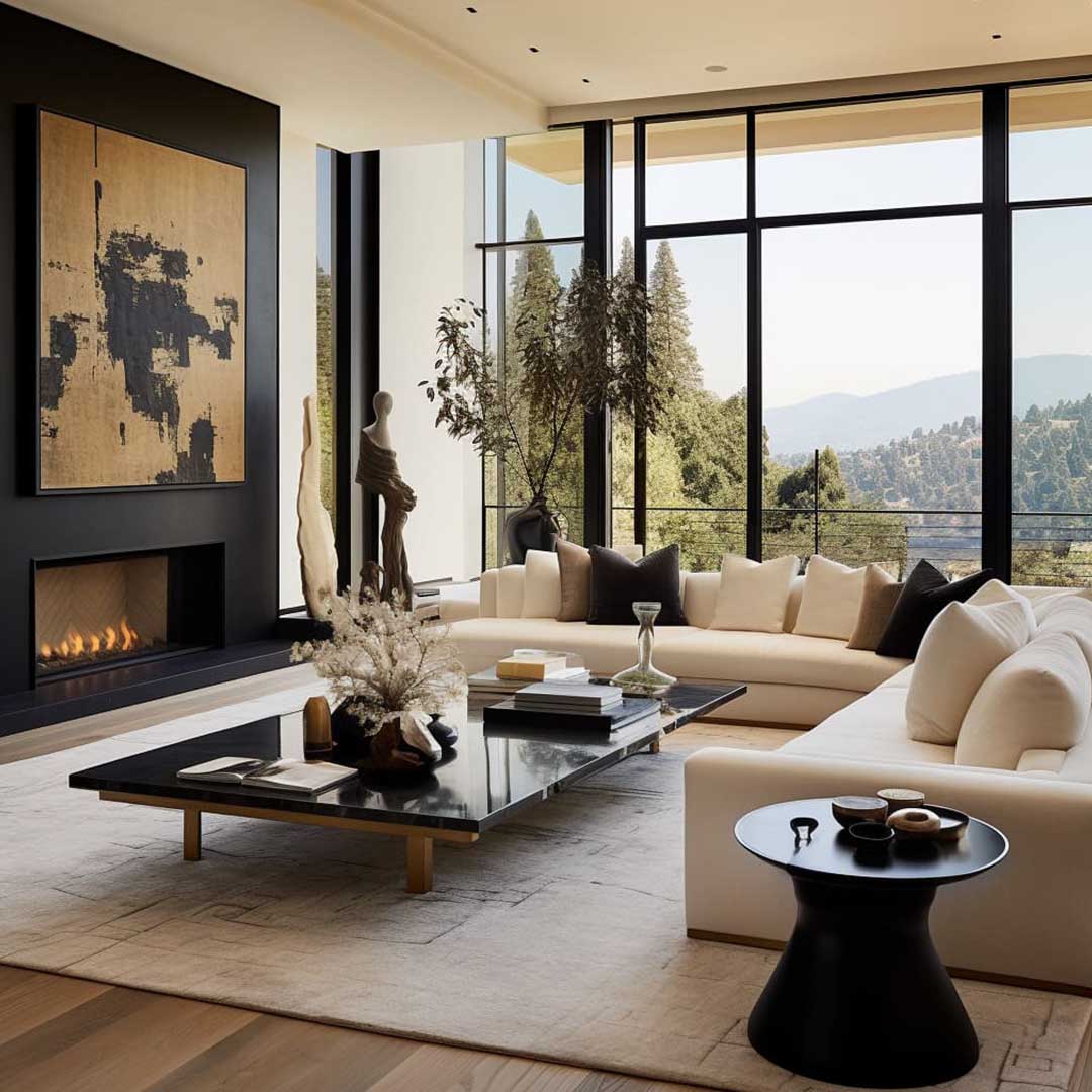 Sala de TV con sistema de entretenimiento integrado